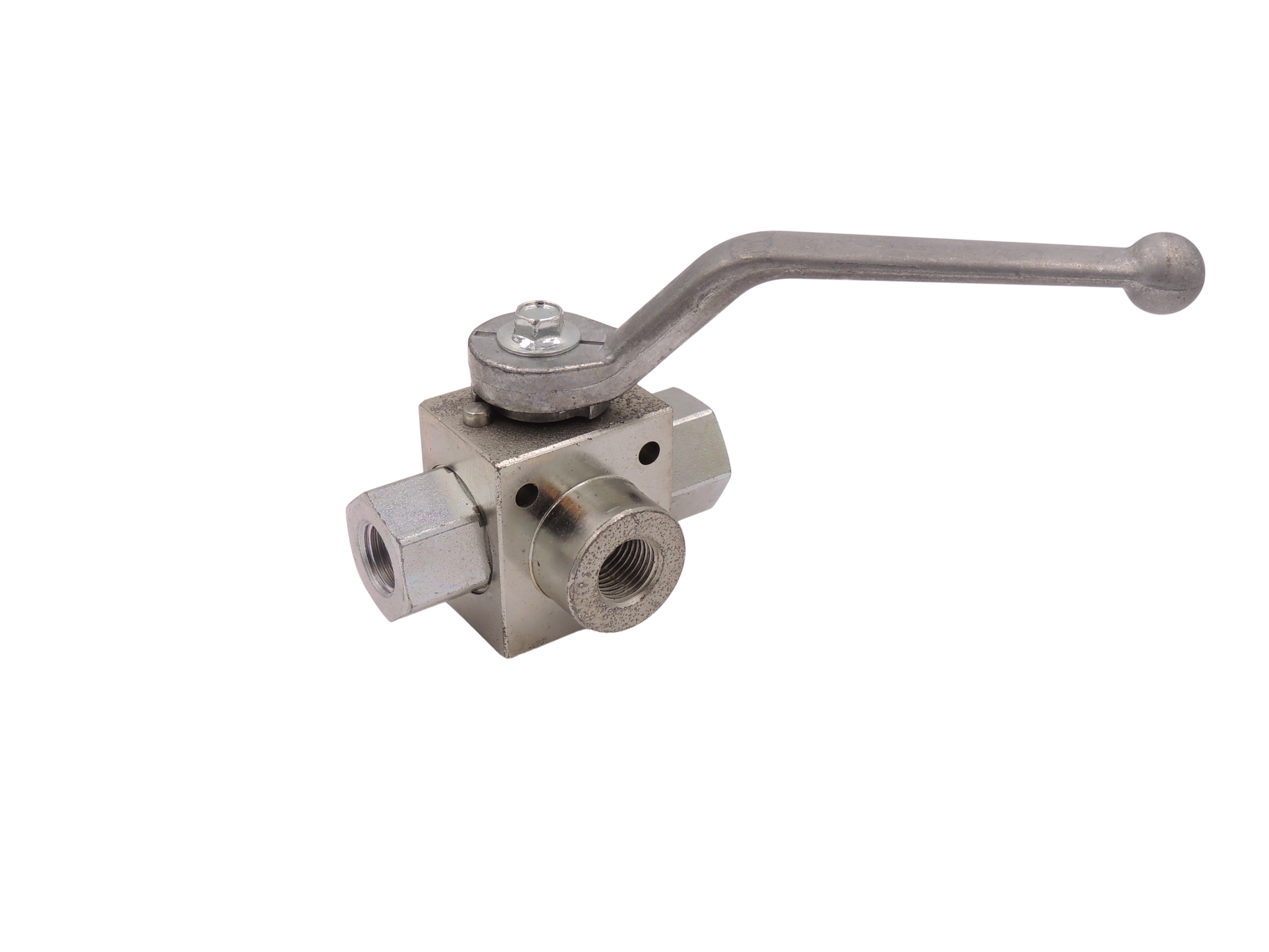 Kuglehane 1/4" 3-vejs. L-type 500 Bar. 20 Ltr.