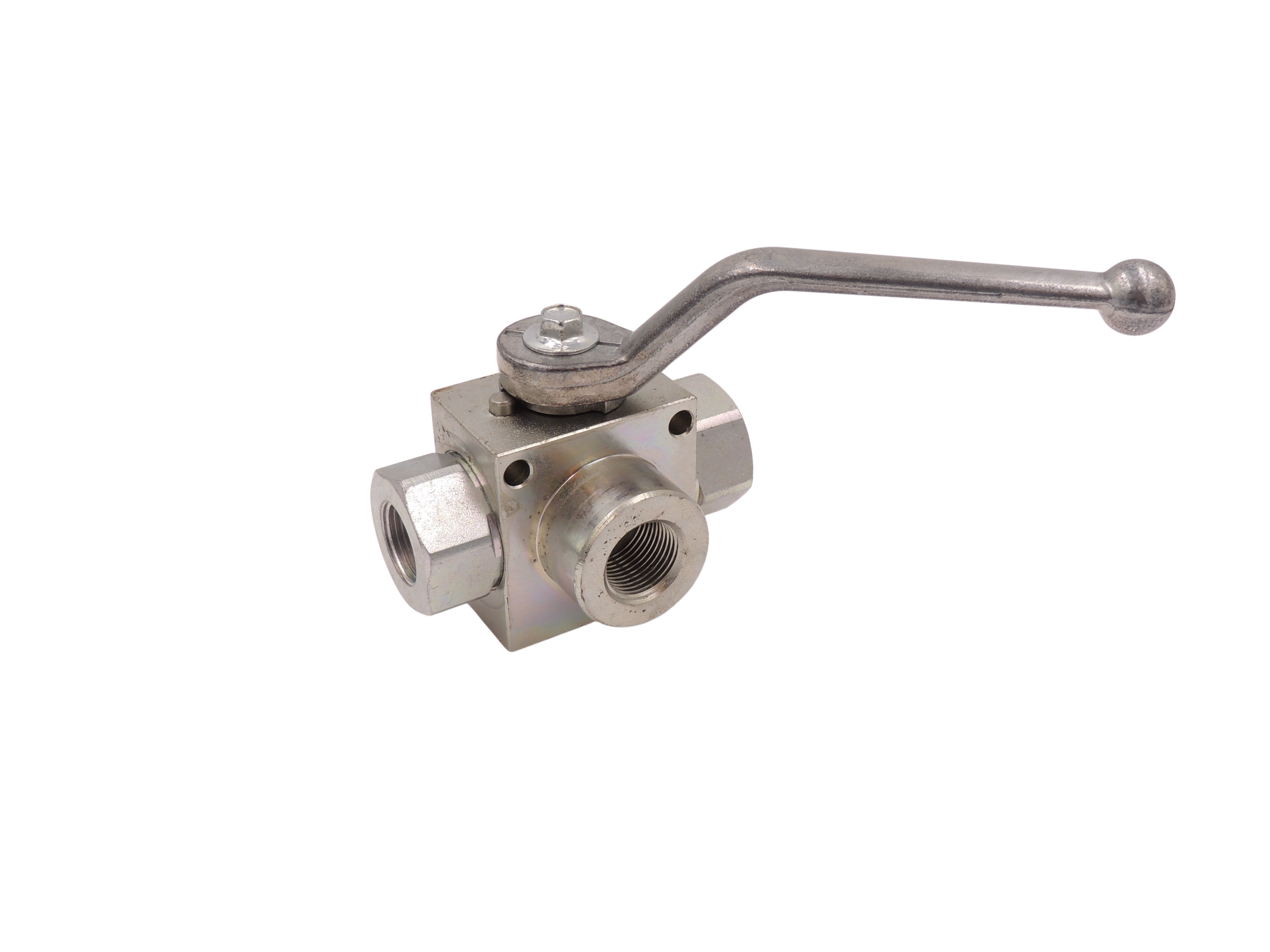 Kuglehane 3/8" 3-vejs. L-type 500 Bar. 30 Ltr