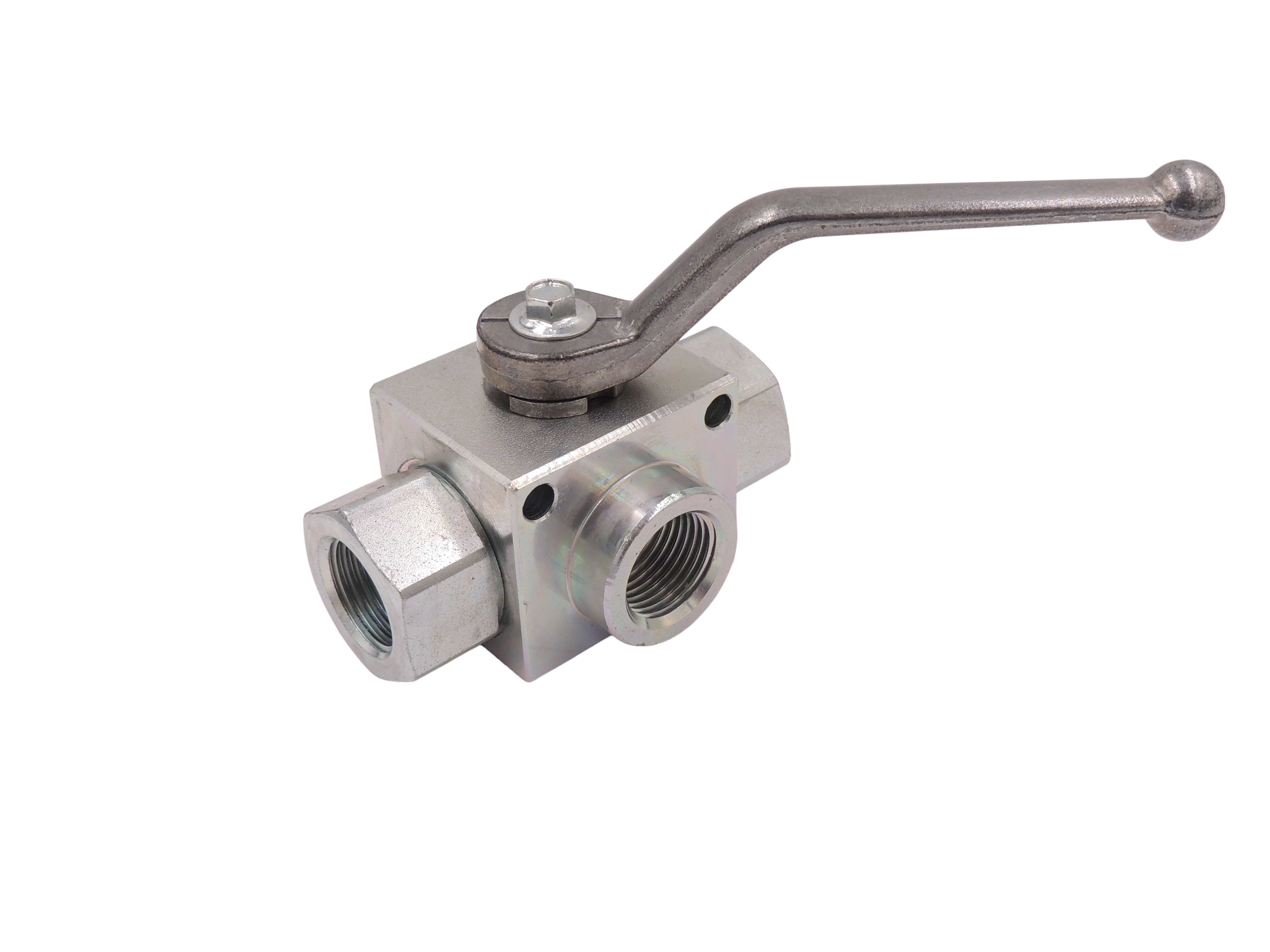 Kuglehane 1/2" 3-vejs. L-type 500 Bar. 70 Ltr