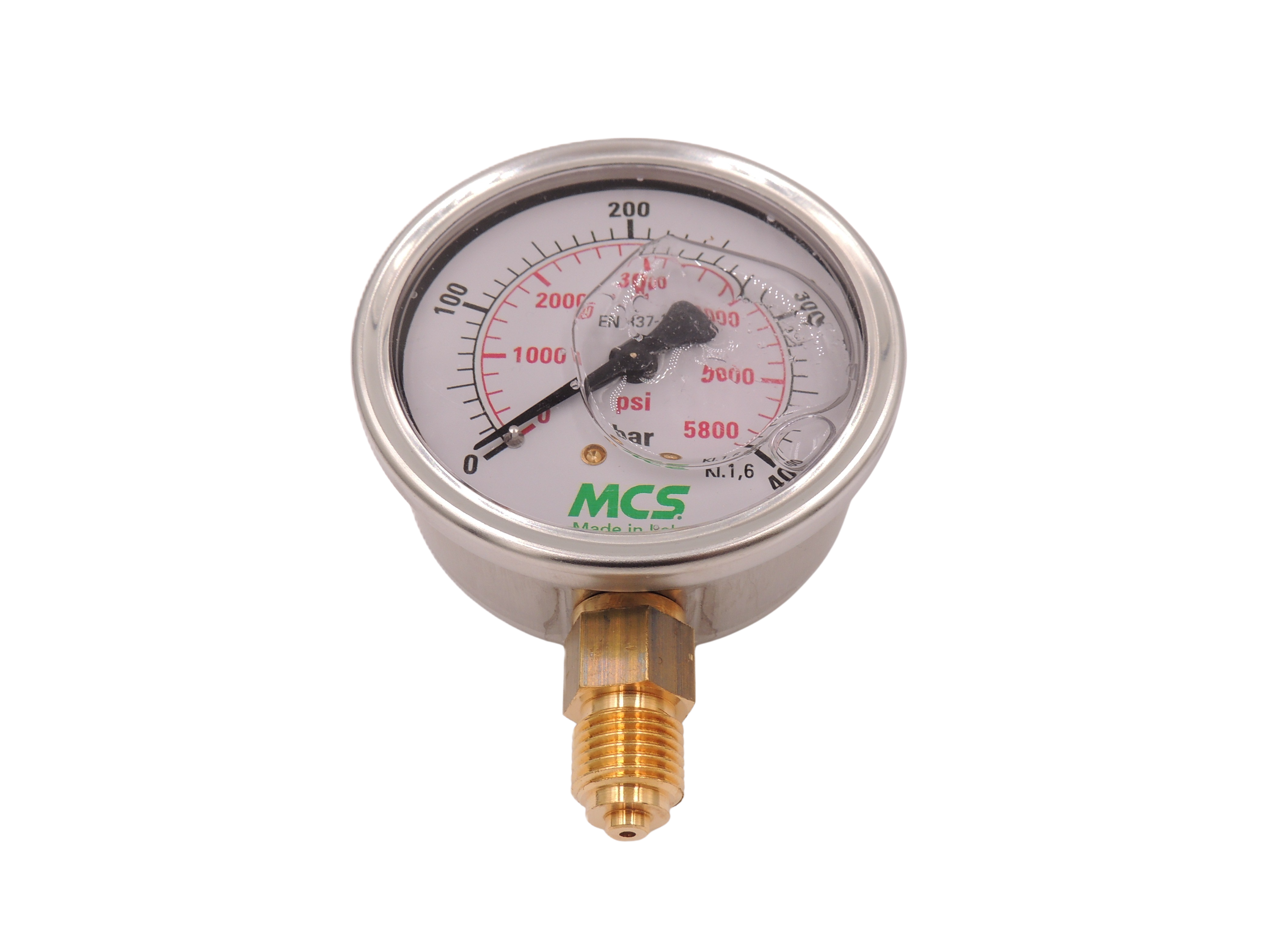 Manometer gly. ø 63 u bagflangse 400 bar