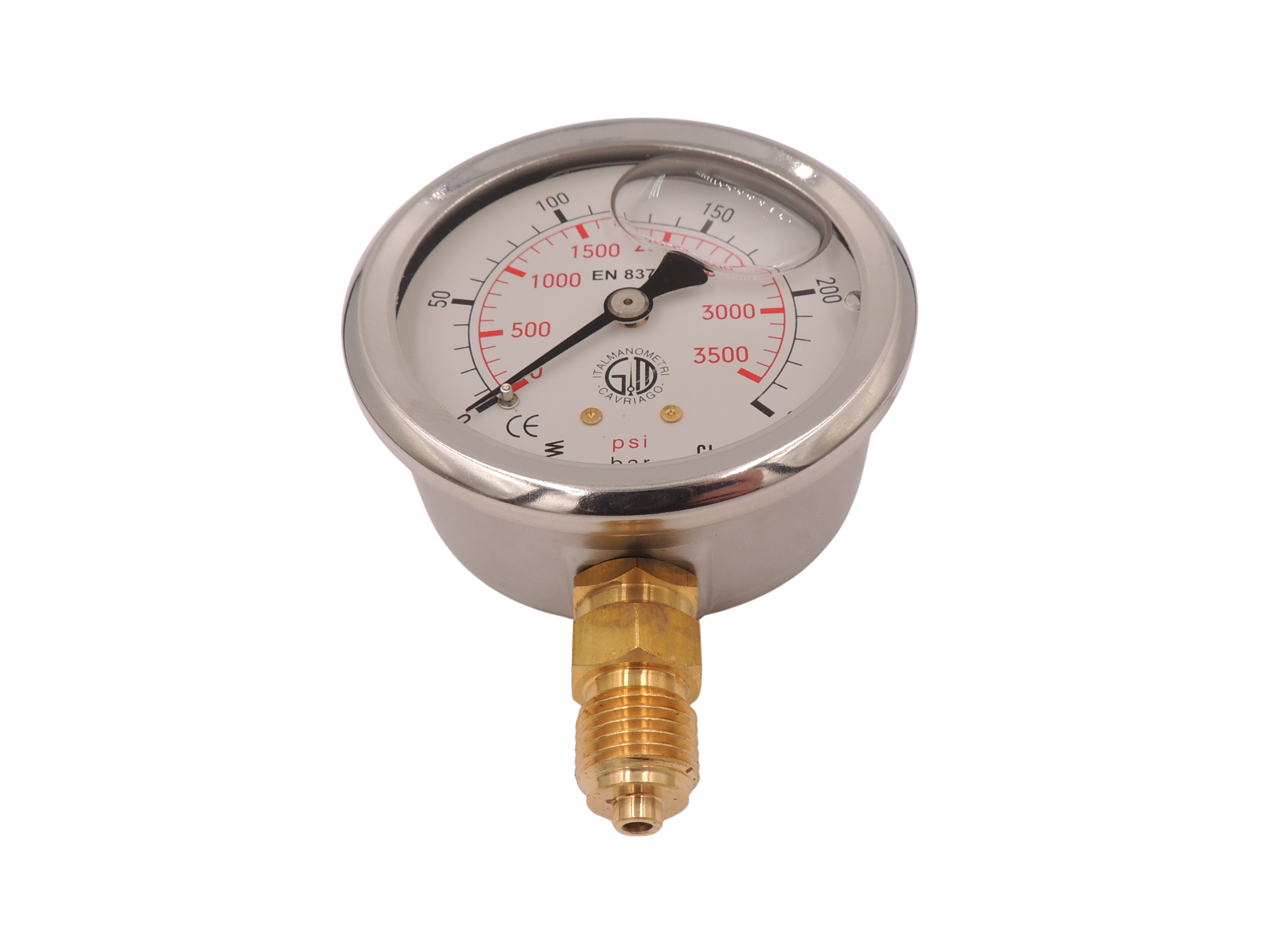 Manometer 63 mm 0-250 bar. Studsmonteret